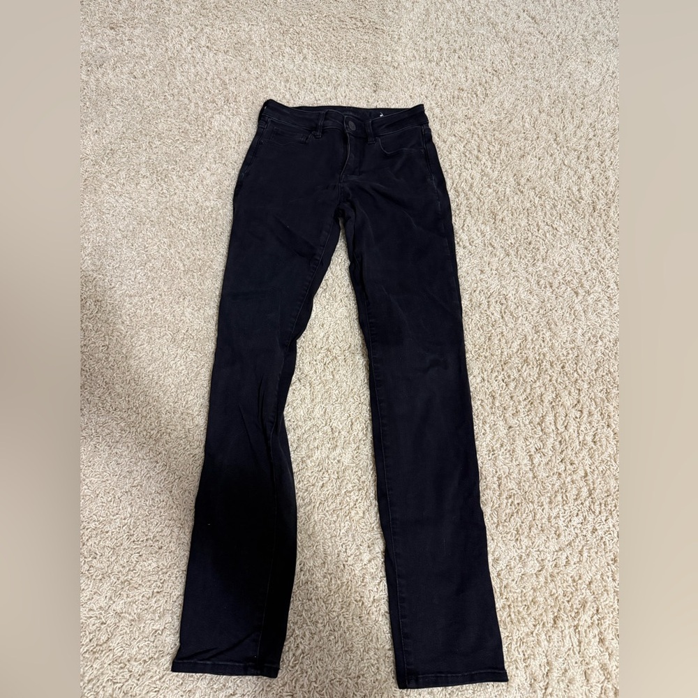 American Eagle Outfitters Women's Black Straight Leg Jeans